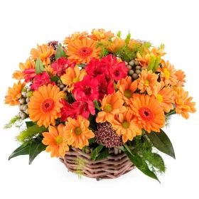 CANASTILLO DE FLORES MIX TONOS NARANJOS