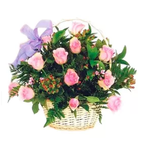 CANASTILLO DE 12 ROSAS ROSA
