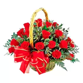 CANASTILLO DE 24 ROSAS ROJAS