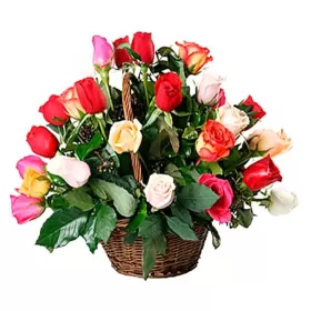 CANASTILLO DE ROSAS MULTICOLOR