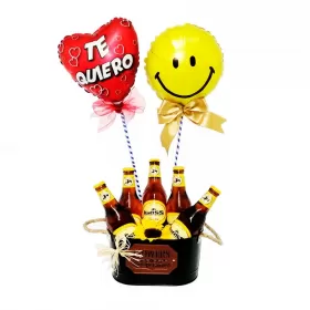 Cubeta de cinco Cervezas Kross Golden 330 cc más 2 Globos