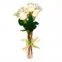 CONDOLENCIAS FLORERO PRESENCIA CON 8 ROSAS Y ASTROMELIAS BLANCAS
