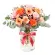 Florero Rústico con Flores Naranjas Eucalipto 6 rosas naranjas Astromelias Limonios y Flores Silvestres