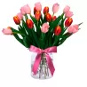 Florero con 20 Tulipanes Naranjas y Rosadas