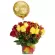Florero de 24 rosas rojas y Amarillas con Globo feliz Aniversario