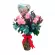 Florero Aniversario 12 Rosas Rosadas Más Eucalipto Hipericos Rojos y globo