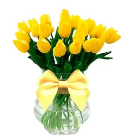 Florero con 20 Tulipanes Amarillos Florero con 20 Tulipanes Amarillos