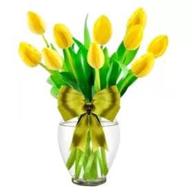 Florero con 10 Tulipanes Amarillos Florero con 10 Tulipanes Amarillos