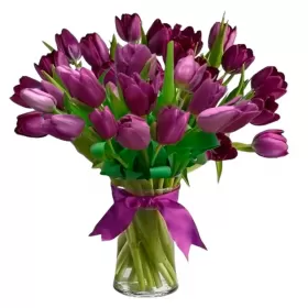 Florero con 40 Tulipanes Morados