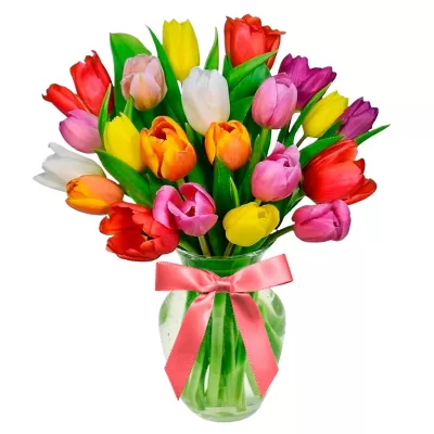 Florero con 20 Tulipanes Colores Mix
