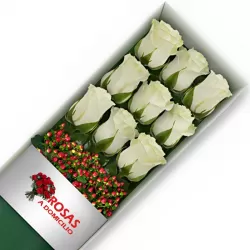 Caja 9 Rosas Blancas